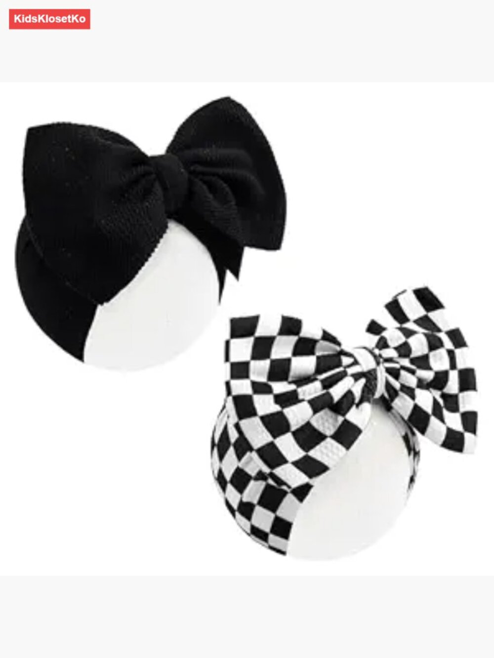 2 Pack 7 Inch Checkered Bow Headbands for Baby Girls Toddler Hair Accessories